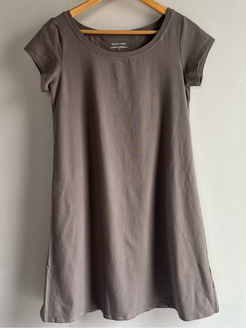 Eileen Fisher Women’s S Small Taupe T Shirt Dress Organic Cotton Stretch